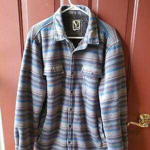 Blue and Brown Lightweight Shirt Jacket with Flannel Style